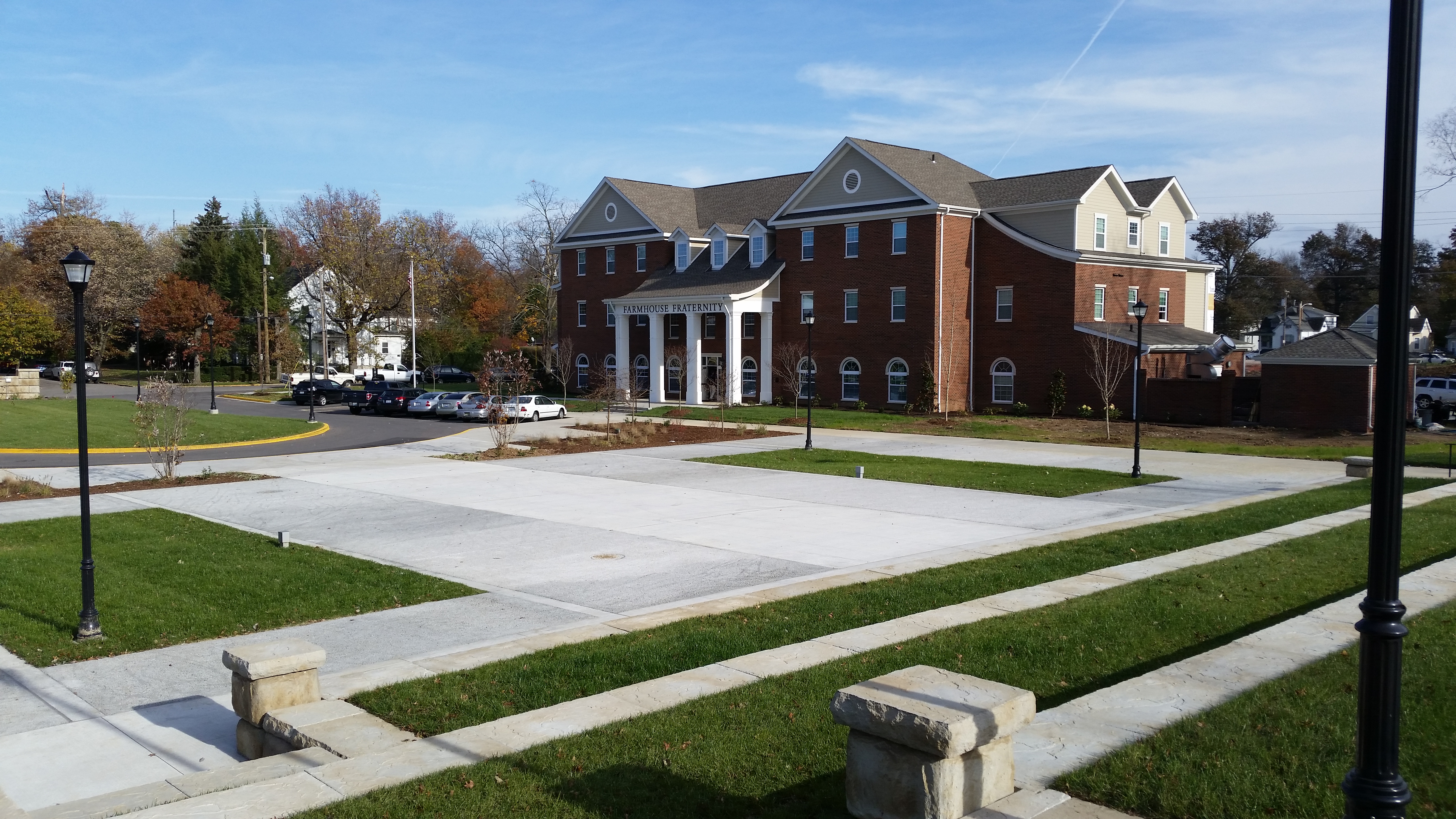 Farmhouse Fraternity adjacent to Greek Park