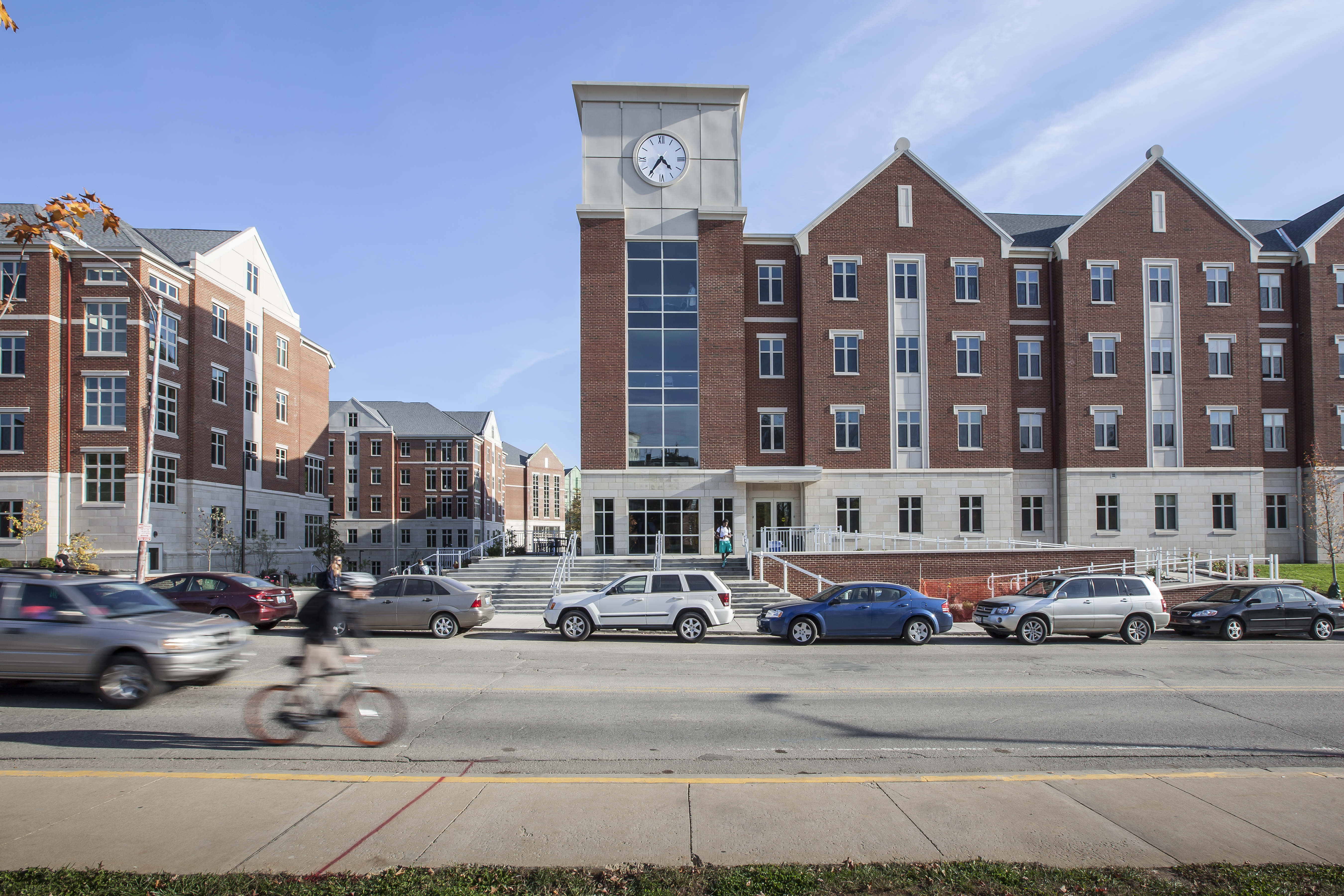 Chellgran Hall, formerly Woodland Glen I features a chiming clock tower that is back lighted with UK blue LED lighting that shines on special occasions.